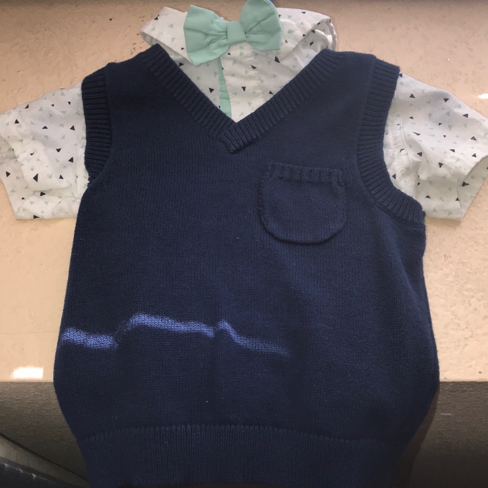 Vest shirt bow combo